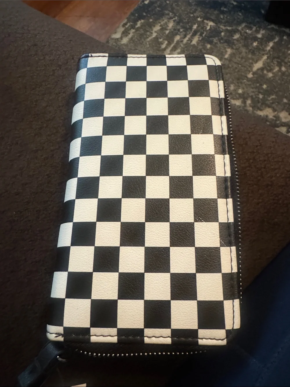 No Boundaries Black and White Checker Wristlet Wallet